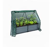 Relaxdays Aiuola rialzata con serra, per fiori, piante e ortaggi, HxLxP: 92x125x95 cm, grigio chiaro