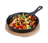 Relaxdays Padella Ghisa con Sottopentola, Piastra 20 cm da Fornello a Gas o Induzione, Bistecchiera Barbecue, Antracite