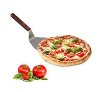 Relaxdays Pala per Pizza, Paletta in Metallo con Manico di Legno, 18,5 x 16,5 cm, per Torte, Pane, da Forno, Antracite, Alluminio, 32x16.5x8 cm