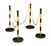 Relaxdays Paletto di Delimitazione, Set da 4, Dissuasore di Parcheggio, Barriere per Eventi e Feste Mobili, Nero Giallo, 85 x 29 cm