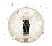 Relaxdays Palla a Specchio Disco Ball Ø 25 cm Decorativa da Appendere per Feste Champagner