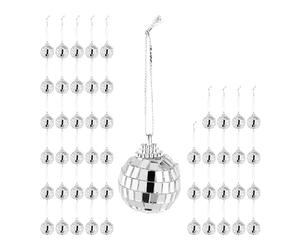 Relaxdays Palla da Discoteca, Set da 50, Mini Sfera Specchiata, Stratosfera per Compleanni, Palline Ø 3 cm, Argento