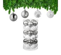 Relaxdays Palline di Natale, Set 30 Palle Albero, Addobbi Natalizi, Sfere D: 6 cm, Plastica Infrangibile, Argento Bianco, 7 x 6 x 6 cm