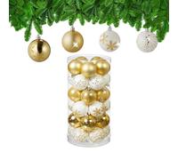 Relaxdays Palline di Natale, Set 30 Palle Albero, Addobbi Natalizi, Sfere D: 6 cm, Plastica Infrangibile, Oro Bianco, 7 x 6 x 6 cm