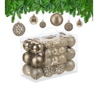 Relaxdays Palline di Natale, in Set da 50, Addobbi Natalizi, Opache, Lucide, Glitterate, ∅ 3,4 e 6 cm, Deco, Champagne
