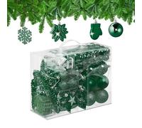 Relaxdays Palline di Natale, Set 100 Addobbi Natalizi, Palle Opache, Lucide, Glitter, 10 Design Diversi, Plastica, Verde