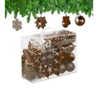 Relaxdays Palline di Natale, Set 100 Addobbi Natalizi, Palle Opache, Lucide, Glitter, 10 Design, Plastica, Marrone