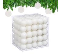 Relaxdays Palline di Natale, Set 100 Palle Albero, Addobbi Natalizi, ∅ 6 cm, in Plastica Opaca, Lucida, Glitter, Bianco