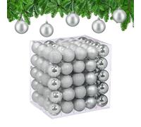 Relaxdays Palline di Natale, Set 100 Palle Albero, Addobbi Natalizi, ∅ 6 cm, in Plastica Opaca, Lucida, Glitter, Argento
