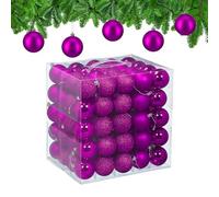 Relaxdays Palline di Natale, Set 100 Palle Albero, Addobbi Natalizi, ∅ 6 cm, in Plastica Opaca, Lucida, Glitter, Fucsia