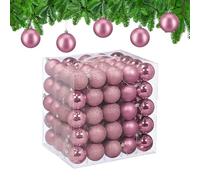 Relaxdays Palline di Natale, Set 100 Palle Albero, Addobbi Natalizi, ∅ 6 cm, in Plastica Opaca, Lucida, Glitter, Rosa