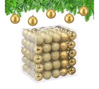 Relaxdays Palline di Natale, Set 100 Palle Albero, Addobbi Natalizi, ∅ 6 cm, in Plastica Opaca, Lucida, Glitter, Oro