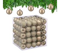 Relaxdays Palline di Natale, Set 100 Palle Albero, Addobbi Natalizi, ∅ 6 cm, Plastica Opaca, Lucida, Glitter, Champagne