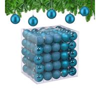 Relaxdays Palline di Natale, Set 100 Palle Albero, Addobbi Natalizi, ∅ 6 cm, Plastica Opaca, Lucida, Glitter, Petrolio