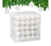 Relaxdays Palline di Natale, Set 100 Palle Albero, Addobbi Natalizi, ∅ 6 cm, Sfere in Plastica Design Opaco, Bianco