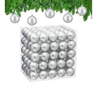 Relaxdays Palline di Natale, Set 100 Palle Albero, Addobbi Natalizi, ∅ 6 cm, Sfere in Plastica Design Opaco, Argentate
