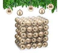 Relaxdays Palline di Natale, Set 100 Palle Albero, Addobbi Natalizi, ∅ 6 cm, Sfere in Plastica Opaca e Lucida, Champagne