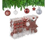 Relaxdays Palline di Natale, Set 101 Addobbi Natalizi in Plastica, Decorazioni per Albero, Vari Design, Puntale, Marrone