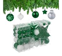 Relaxdays Palline di Natale, Set 101 Addobbi Natalizi in Plastica, Decorazioni per Albero, Vari Design, Puntale, Verde