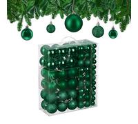 Relaxdays Palline di Natale, Set 138 Palle Albero, Addobbi Natalizi, Sfere in Plastica Opache, Lucide e Glitter, Verde