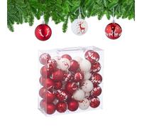 Relaxdays Palline di Natale, Set 50 Addobbi Natalizi in Plastica, Decorazioni per Albero in Vari Design, Bianco Rosso