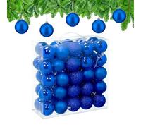 Relaxdays Palline di Natale, Set 50 Palle Albero, Addobbi Natalizi, ∅ 6 cm, in Plastica Opaca, Lucida, Glitter, Blu