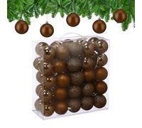 Relaxdays Palline di Natale, Set 50 Palle Albero, Addobbi Natalizi, ∅ 6 cm, in Plastica Opaca, Lucida, Glitter, Marrone