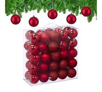 Relaxdays Palline di Natale, Set 50 Palle Albero, Addobbi Natalizi, ∅ 6 cm, in Plastica Opaca, Lucida, Glitter, Rosso
