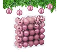 Relaxdays Palline di Natale, Set 50 Palle Albero, Addobbi Natalizi, ∅ 6 cm, in Plastica Opaca, Lucida, Glitter, Rosa