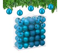 Relaxdays Palline di Natale, Set 50 Palle Albero, Addobbi Natalizi, ∅ 6 cm, in Plastica Opaca, Lucida, Glitter, Petrolio