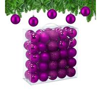 Relaxdays Palline di Natale, Set 50 Palle Albero, Addobbi Natalizi, ∅ 6 cm, in Plastica Opaca, Lucida, Glitter, Fucsia