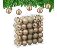 Relaxdays Palline di Natale, Set 50 Palle Albero, Addobbi Natalizi, ∅ 6 cm, Plastica Opaca, Lucida, Glitter, Champagne