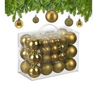 Relaxdays Palline di Natale, Set 50 Palle Albero, Addobbi Natalizi, Sfere in Plastica Opache, Lucide e Glitter, Oro