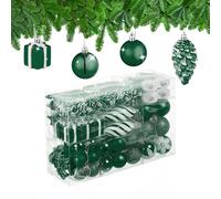 Relaxdays Palline di Natale, Set 72 Palle Natalizie Opache, Lucide, Glitterate, Pigne, Cuori, Regali, Plastica, Verde