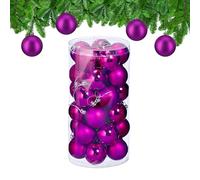 Relaxdays Palline di Natale, Set da 30 Palle Albero, Addobbi Natalizi, Sfere D: 6 cm, in Plastica Infrangibile, Fucsia