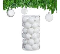 Relaxdays Palline di Natale, Set da 30 Palle Albero, Addobbi Natalizi, Sfere D: 6 cm, in Plastica Infrangibile, Bianco