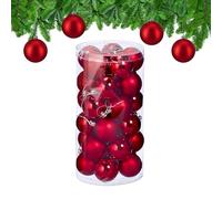 Relaxdays Palline di Natale, Set da 30 Palle Albero, Addobbi Natalizi, Sfere D: 6 cm, in Plastica Infrangibile, Rosso