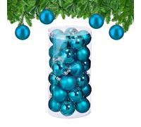 Relaxdays Palline di Natale, Set da 30 Palle Albero, Addobbi Natalizi, Sfere D: 6 cm, in Plastica Infrangibile, Petrolio