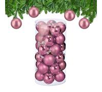 Relaxdays Palline di Natale, Set da 30 Palle Albero, Addobbi Natalizi, Sfere D: 6 cm, in Plastica Infrangibile, Rosa