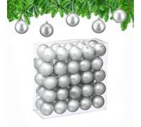 Relaxdays Palline di Natale, Set da 50 Palle Albero, Addobbi Natalizi, ∅ 6 cm, Sfere in Plastica Design Opaco, Argento