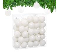 Relaxdays Palline di Natale, Set da 50 Palle Albero, Addobbi Natalizi, ∅ 6 cm, Sfere in Plastica Lucida e Opaca, Bianco