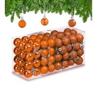 Relaxdays Palline di Natale, Set da 96 Palle Opache, Lucide, Glitterate, HxD: 4x3 cm, Addobbi Albero Natalizi, Arancione, 100% plastica
