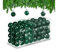 Relaxdays Palline di Natale, Set da 96 Palle Opache, Lucide, Glitterate, HxD: 4x3 cm, Addobbi Albero Natalizi, Verde, 100% plastica