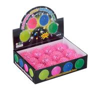 Relaxdays Palline Rimbalzanti Multicolore per Bambini, Set da 12 Palle Luminose LED, Spike Bouncy Ball Ø 6,5 cm, Rosa