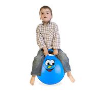 Relaxdays Pallone Rimbalzante, Palla per Saltare, Skippy Ball, Bambini, Ø 45 cm, Indoor & Outdoor, con Maniglia, Blu