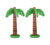 Relaxdays Palma Gonfiabile, Set da 2 Decorazioni da Piscina, Galleggianti per Feste Estive, H: 80 cm, PVC, Verde Marrone