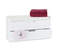 Relaxdays Panca con 2 Scomparti, Seduta con Imbottitura, per Corridoio, HxLxP: 48,5 x 87 x 38 cm ca. Bianco