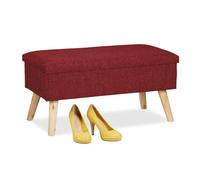 Relaxdays Panca con Contenitore, Panchetta Imbottita Moderna, Gambe in Legno, in Stoffa HLP 39 x 77 x 39 cm, Rosso Scuro, Poliestere