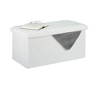 Relaxdays Panca con Contenitore, Effetto finta pelle, Imbottita, Corridoio, Camera da Letto, HLP 38x76,5x38,5 cm, Bianco, 1 pz