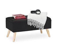 Relaxdays, Nero Panca con Contenitore, Imbottita, Gambe in Legno, Cassapanca Foderata, HLP 39,5x79,5x39,5 cm, Poliestere, 1 pz